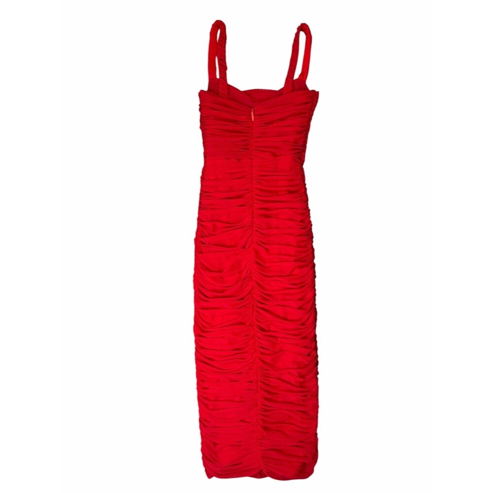 Lulus Red Ruched Bodycon Midi Dress – XS - Picture 3 of 6